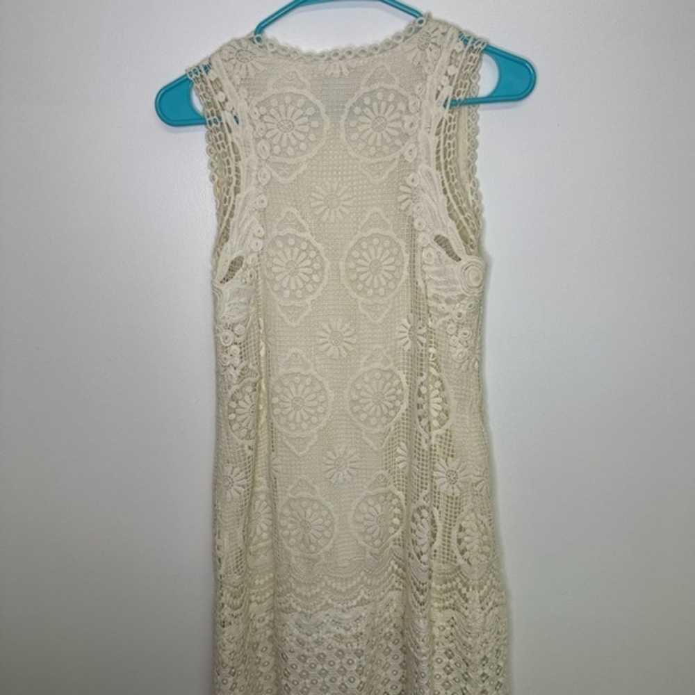Yoana Baraschi Crochet Off White Cream Lined Sleeveless Dress sz 4 - Picture 9 of 12